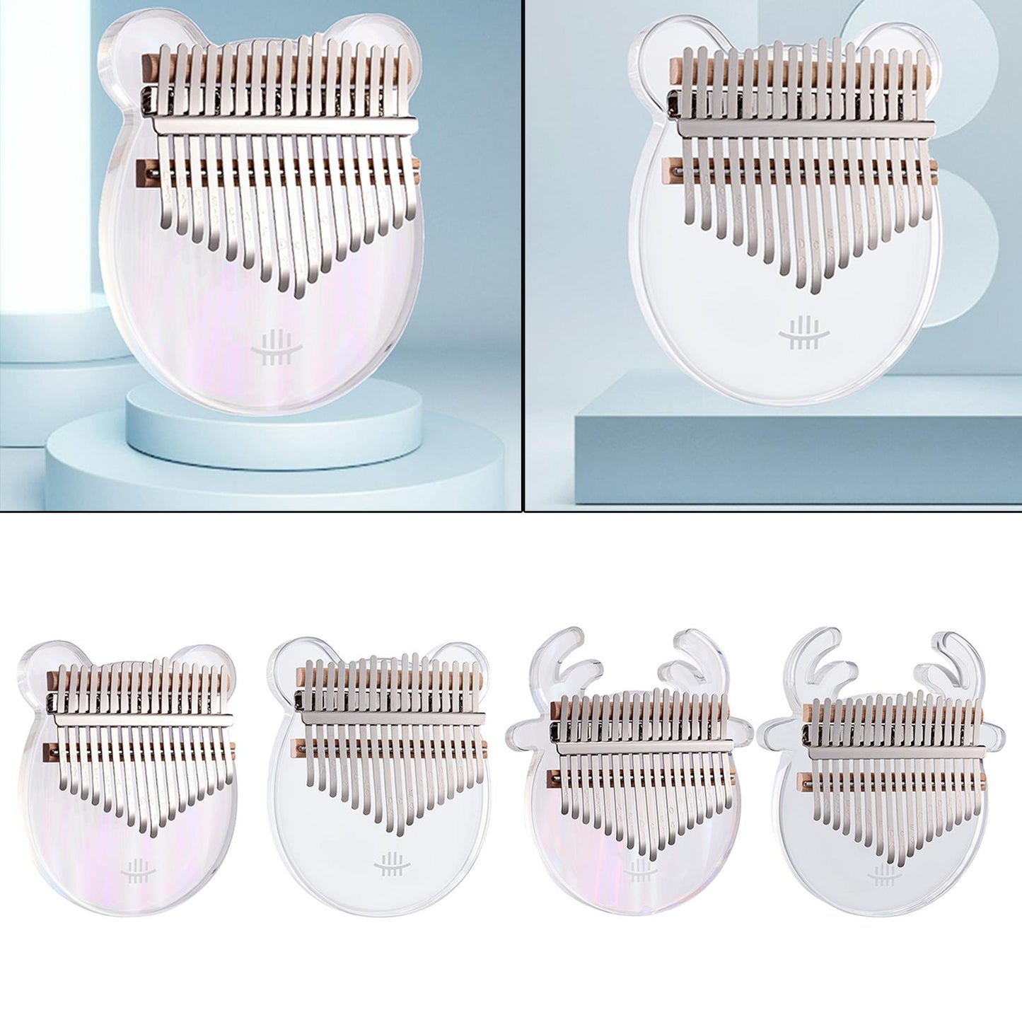 Cute Kalimba Thumb Piano 17-key Musical Instrument Animal-shaped Cartoon Transparent Deer