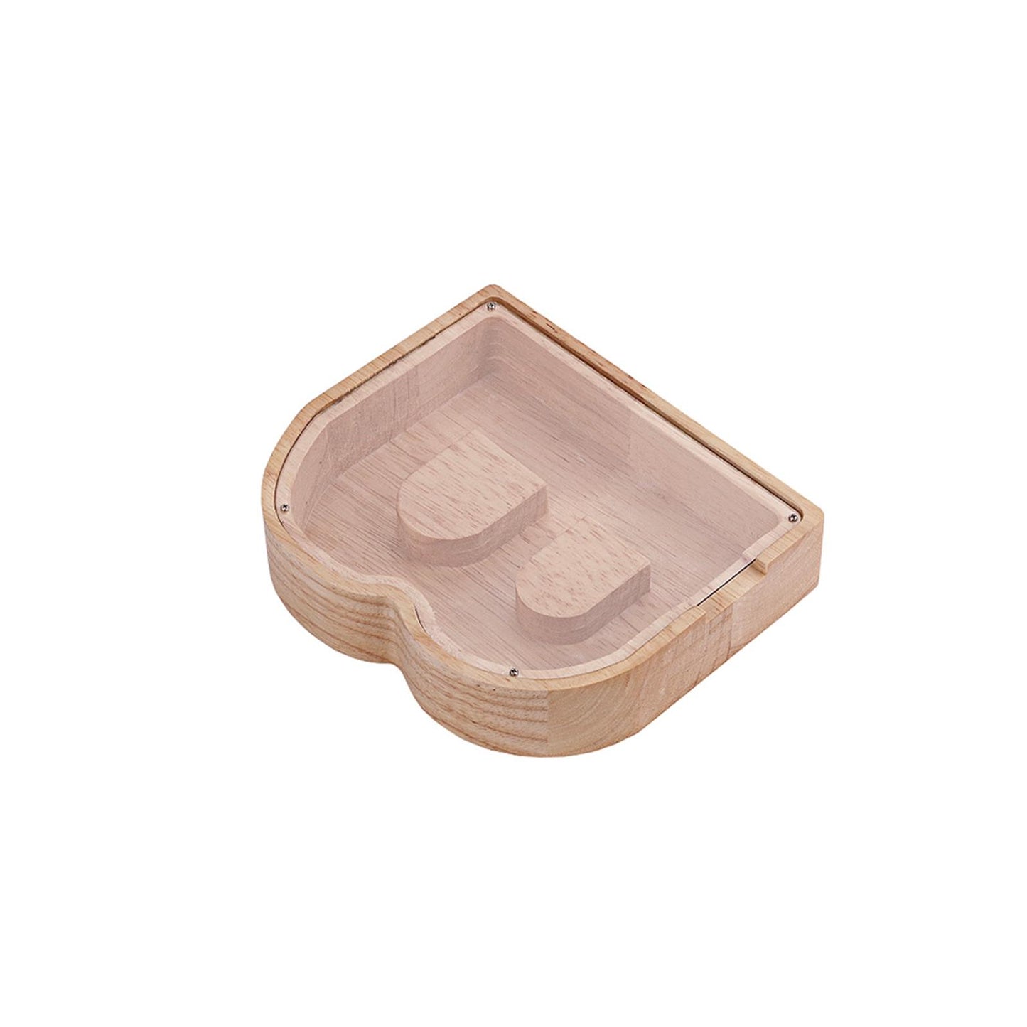 Wooden Letter B Shaped Piggy Bank Coins Saving Box Tabletop Decor Craft
