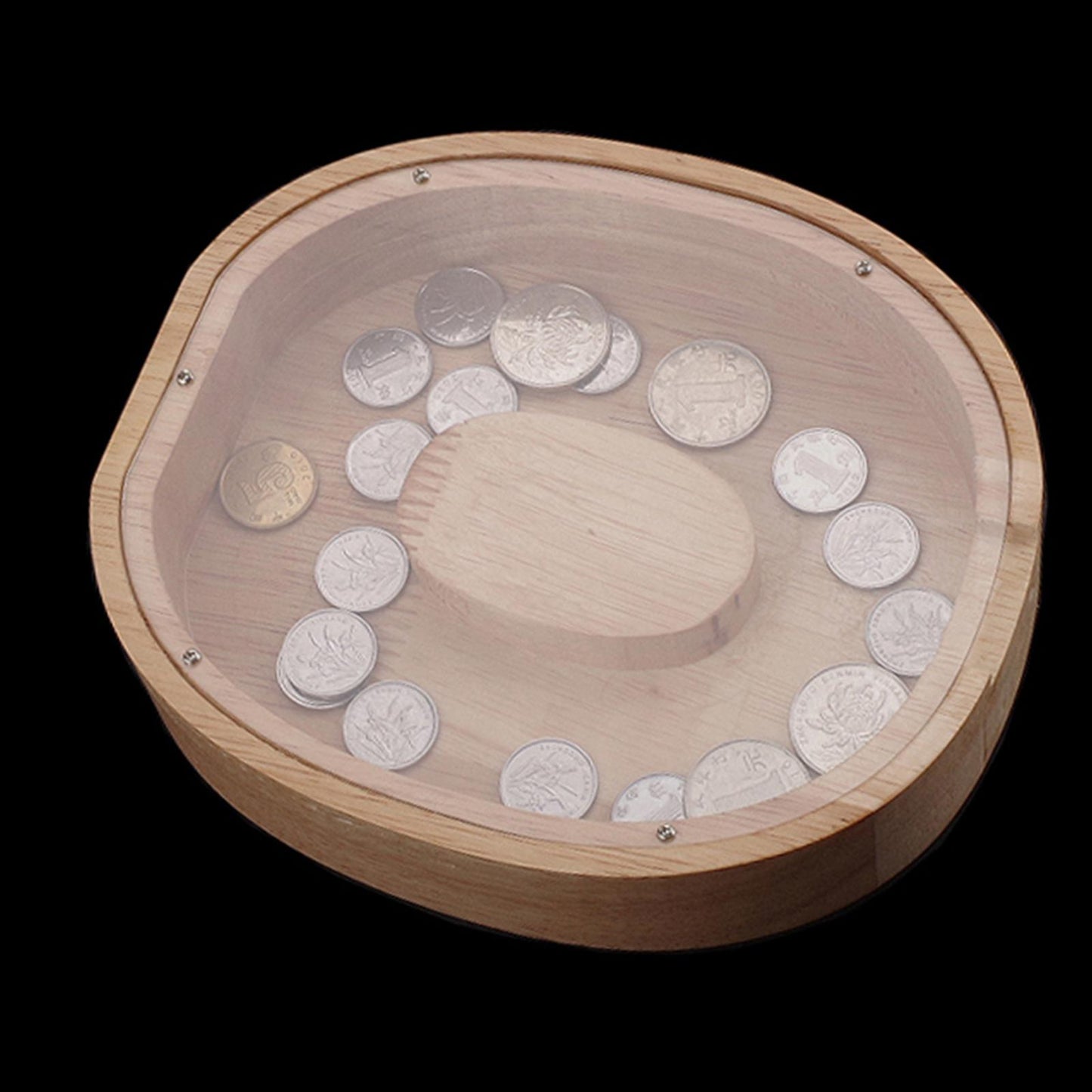 Wooden Letter O Shaped Piggy Bank Coins Saving Box Tabletop Decor Craft