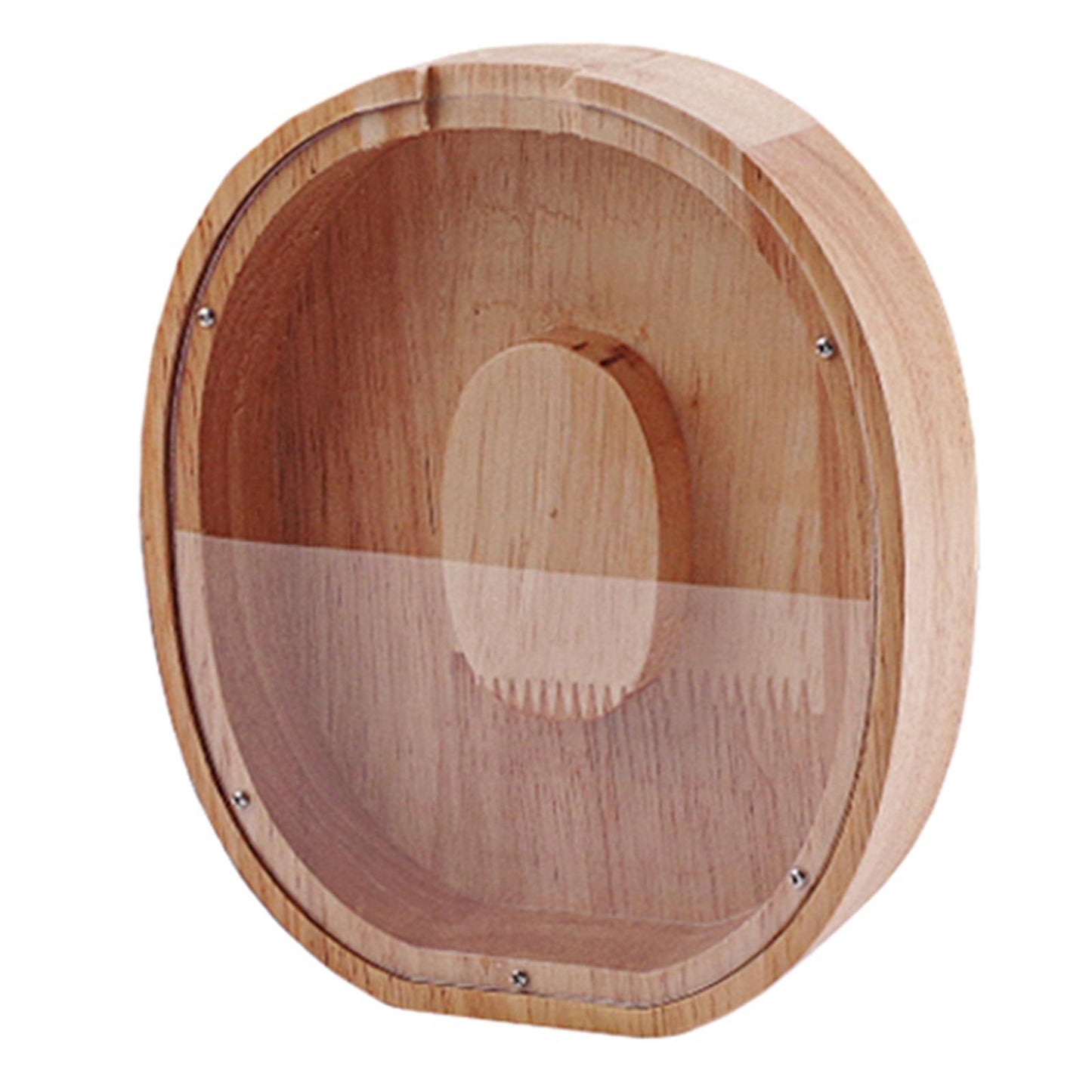 Wooden Letter O Shaped Piggy Bank Coins Saving Box Tabletop Decor Craft