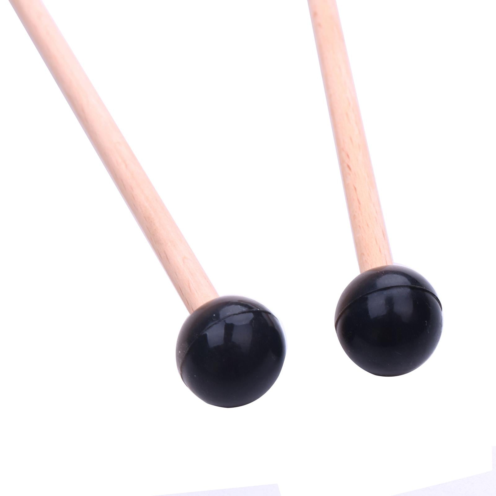 2Pcs Wooden Drumstick Percussion Rubber Xylophone Marimba Mallets 145mm