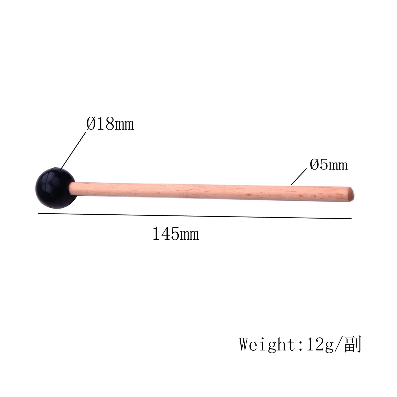 2Pcs Wooden Drumstick Percussion Rubber Xylophone Marimba Mallets 145mm