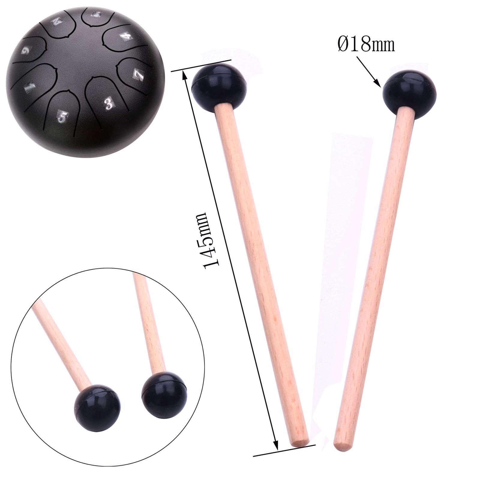 2Pcs Wooden Drumstick Percussion Rubber Xylophone Marimba Mallets 145mm