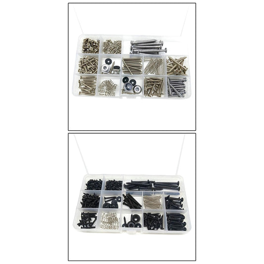 258 Pcs Guitar DIY Kit 13 Types Assortment Set for Neck Plate DIY Project silver