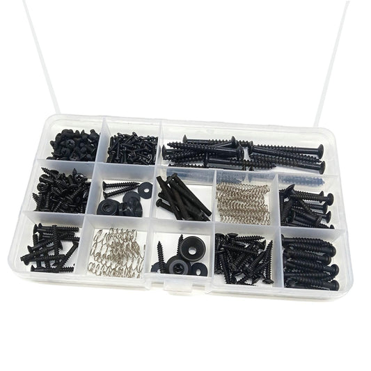 258 Pcs Guitar DIY Kit 13 Types Assortment Set for Neck Plate DIY Project black