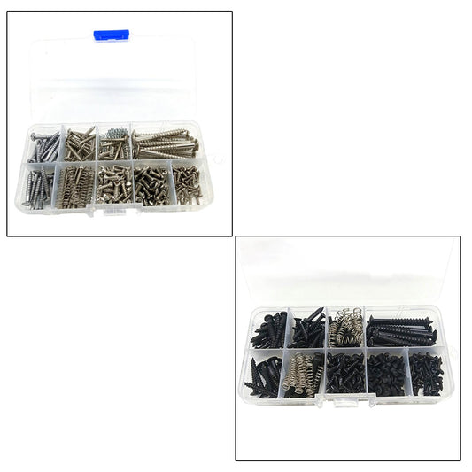 240pcs Guitar Screw Kit 9 Types for Guitar Bridge Pickup Tuner Maintain silver