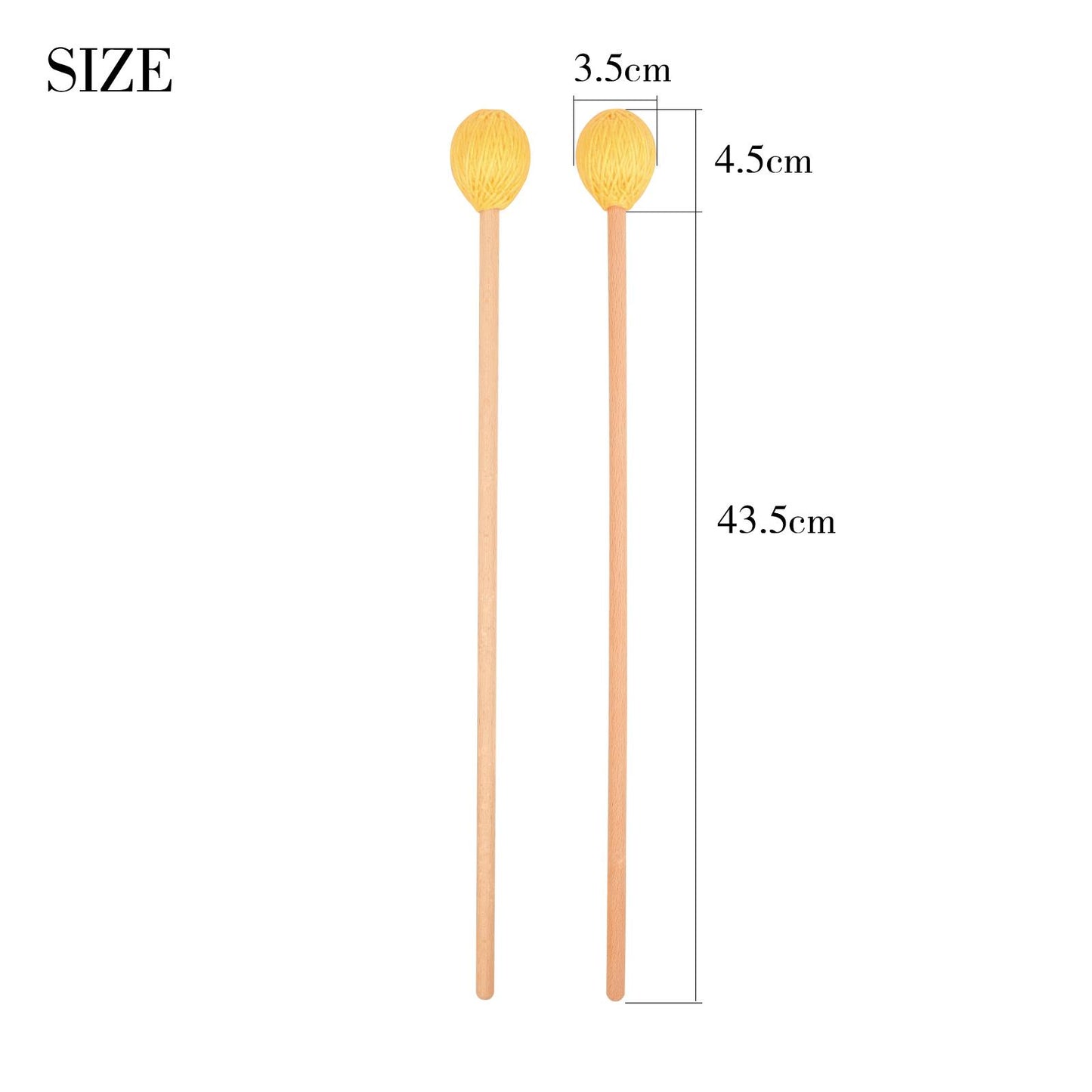 Marimba Mallets Wood Handle Soft Head Professionals Sticks Drums Accessories yellow