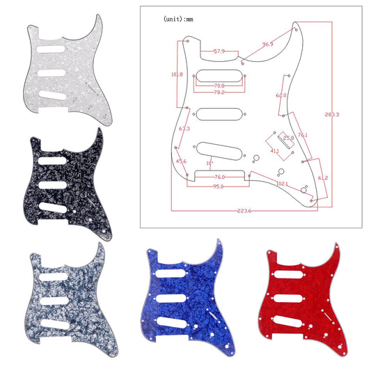 Guitar Pickguard Scratch Plate Pickups f/ SSS USA/Mexican Modern White Pearl
