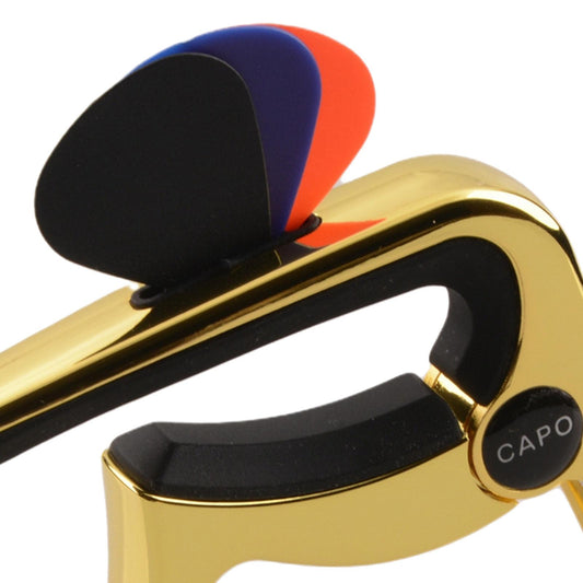 3In1 Capo Classical with 3 Picks for Acoustic Guitar Ukulele Banjo Gold