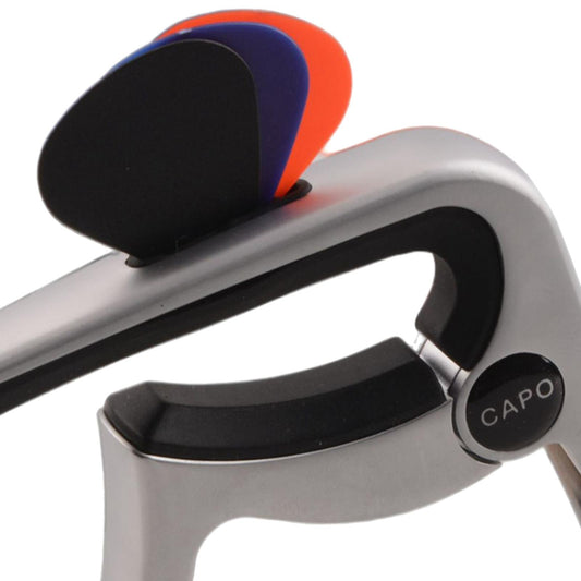 3In1 Capo Classical with 3 Picks for Acoustic Guitar Ukulele Banjo Silver
