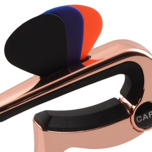 3In1 Capo Classical with 3 Picks for Acoustic Guitar Ukulele Banjo Rose gold