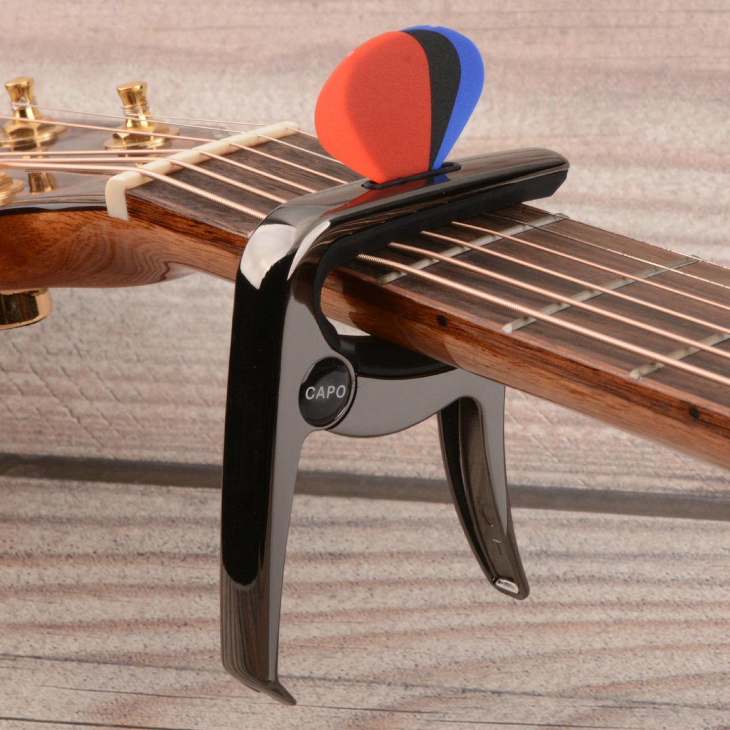3In1 Capo Classical with 3 Picks for Acoustic Guitar Ukulele Banjo Rose gold