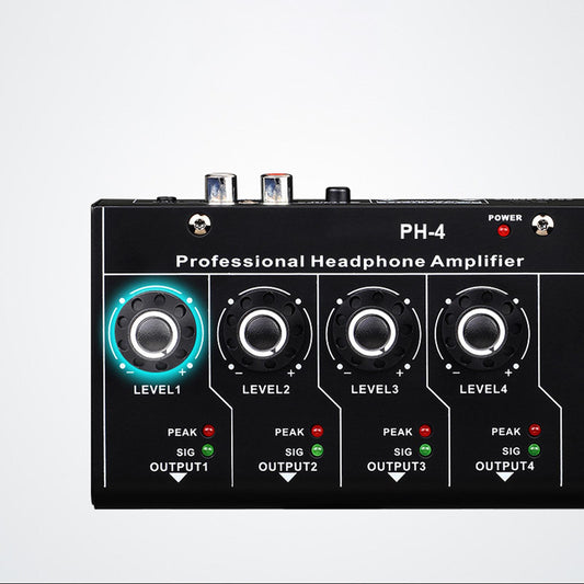 Headphone Amplifier 4 Channels PH-4 All-Metal for Home Audio Equipment