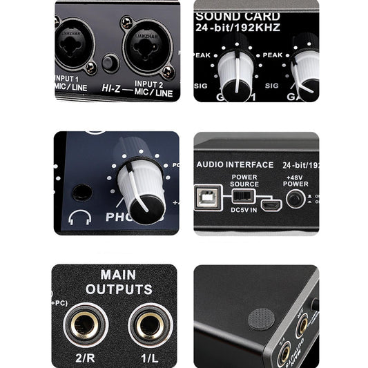 Sound Card Audio Interface 24-Bit/192KHz Stereo Audio USB 2.0 for Laptop