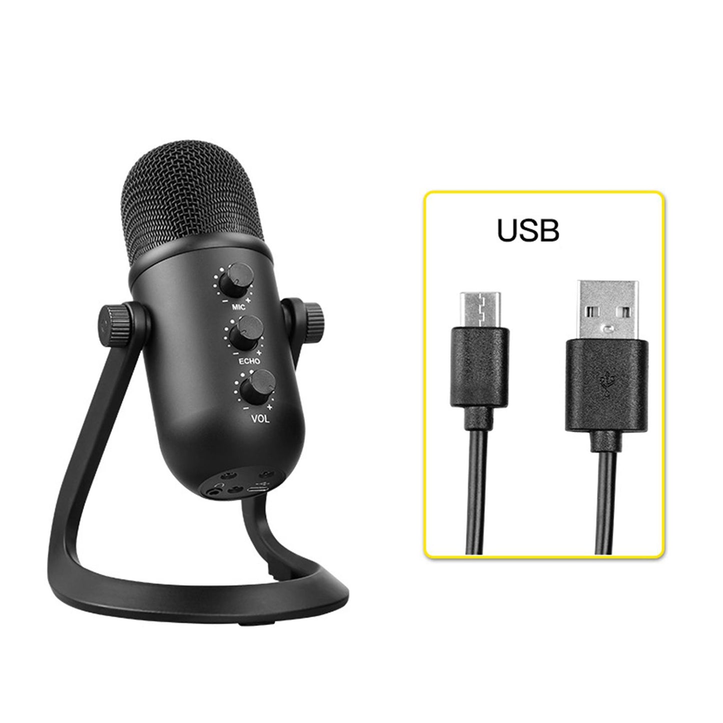 Professional Cardioid Wired Condenser Microphone Party Desk Cardioid Mic USB
