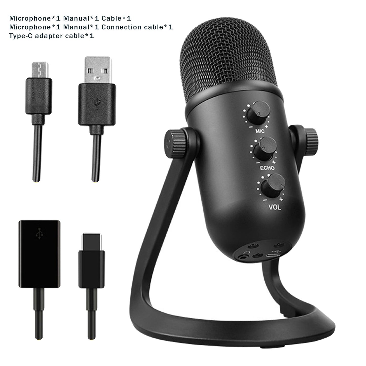 Professional Cardioid Wired Condenser Microphone Party Desk Cardioid Mic USB