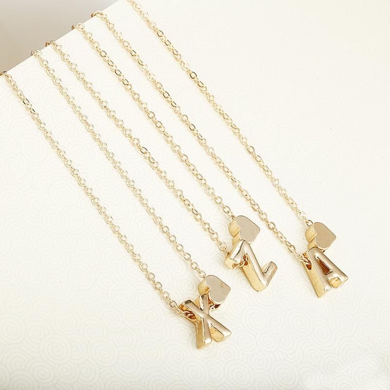Tiny gold initial necklace letter necklace initials name necklaces Personalized pendant for women girls.best birthday gift (K)