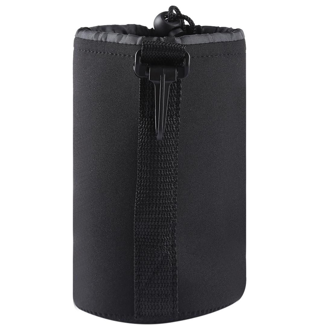 Neoprene SLR Camera Lens Carrying Bag Pouch Bag with Carabiner, Size: 10x18cm (Black)