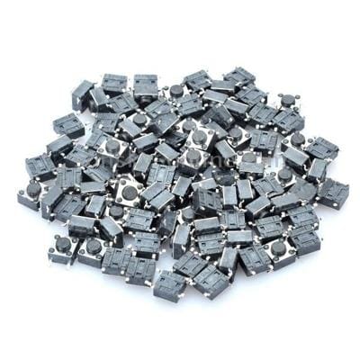 100 pcs PA66 DC 12V 50mA Tact Switch, Size: 6 x 6 x 4.3mm