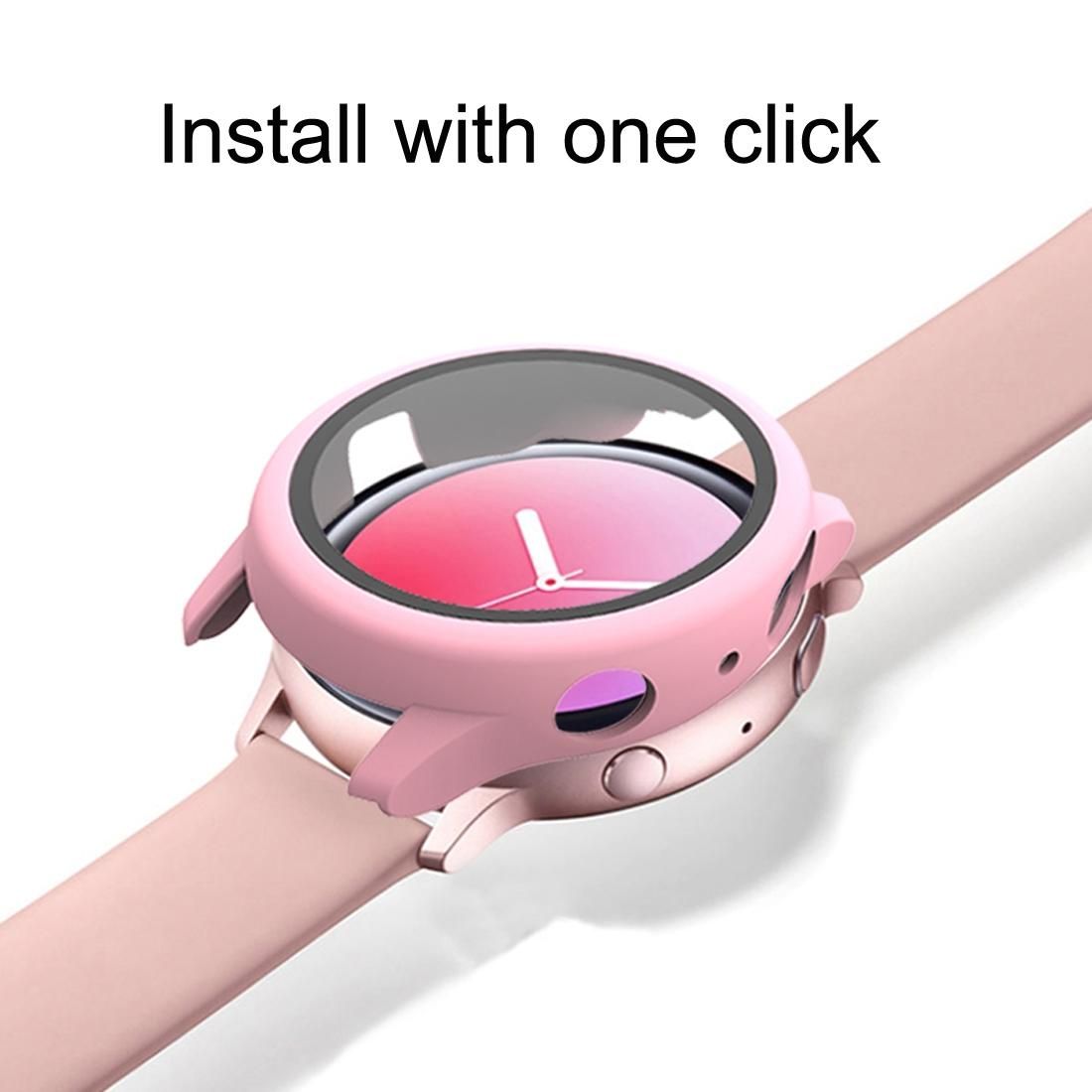 For Samsung Galaxy Watch Active 2 44mm PC Protective Case with Tempered Glass Film (Silver)