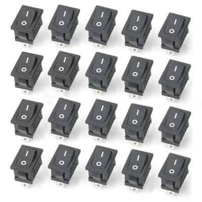 20 pcs Electrical Power Control On / Off Rocker Switch (Black)