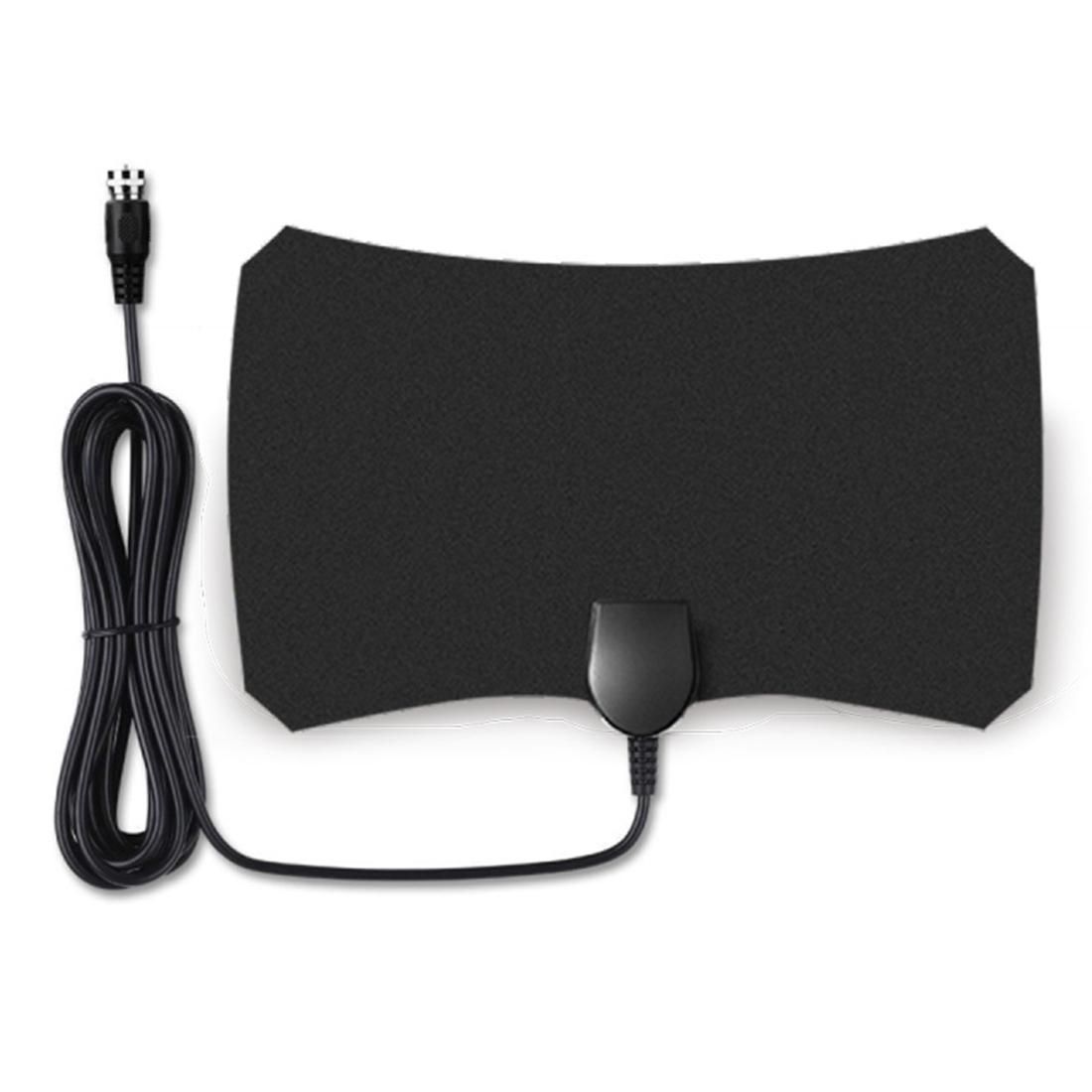 TY12 50 Miles Range 10dBi High Gain Amplified Digital Flat HDTV Indoor TV Antenna with 3.7m Coaxial Cable (Black)