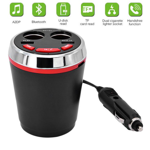 A23 Multi-functional Cigarette Lighter Bluetooth 3.0 Car FM Transmitter Dual USB Car Charger - Red