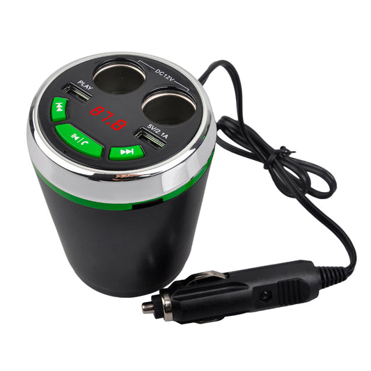 A23 Multi-functional Cigarette Lighter Bluetooth FM Transmitter Dual USB Car Charger Car Kit - Green