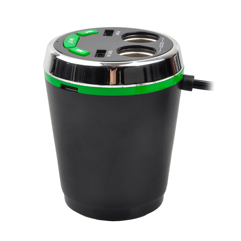 A23 Multi-functional Cigarette Lighter Bluetooth FM Transmitter Dual USB Car Charger Car Kit - Green