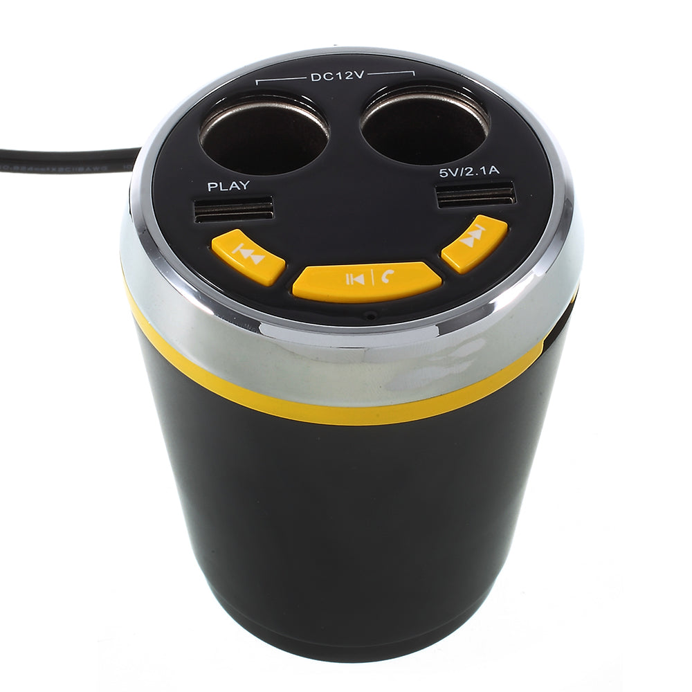 A23 Multi-functional Dual USB Car Charger Bluetooth Car FM Transmitter  Support Hands-free Calls - Yellow