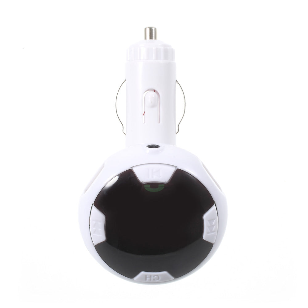 Car Hands-free Bluetooth MP3 Music Player FM Transmitter with Dual USB Output - White