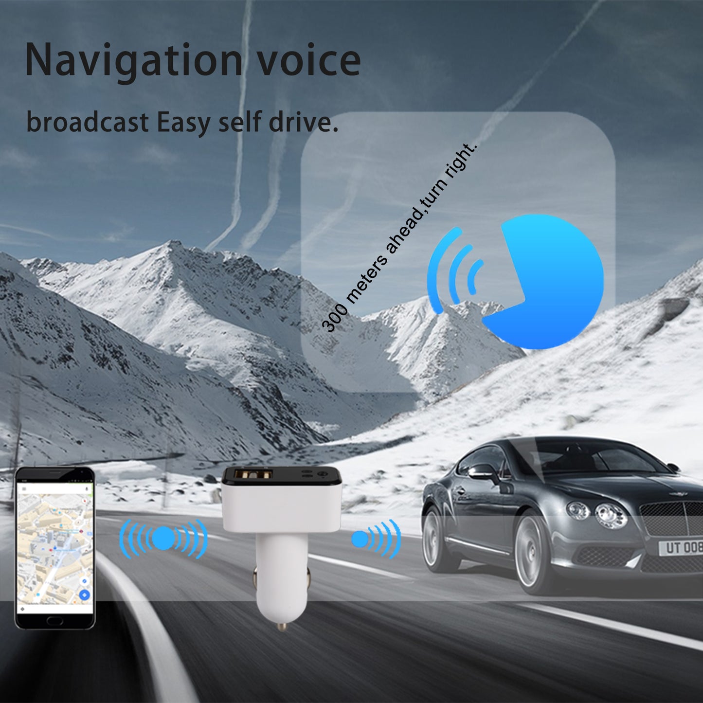 EC7 Smart Car Bluetooth MP3 Player FM Transmitter Dual USB Port Car Charger - Black
