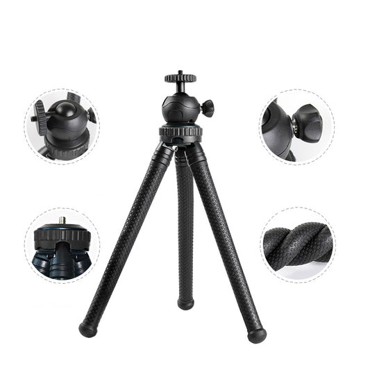 Waterproof Octopus Style Tripod Adjustable 360 Degree Flexible Shooting Stand Holder Mount with Ball Gimbal - Black