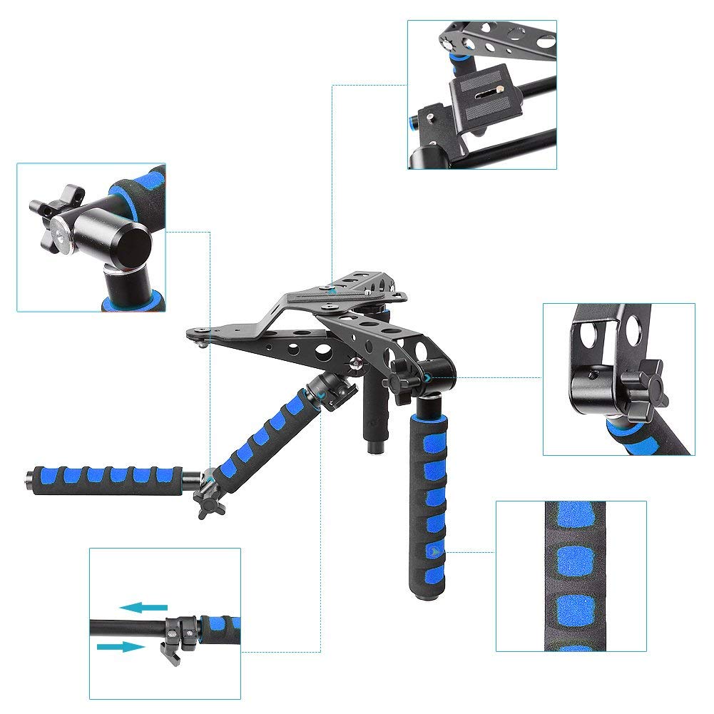 Aluminium Alloy Foldable DSLR Rig Movie Kit Shoulder Mount Support Rig Stabilizer for Canon Nikon Sony etc. DSLR Cameras