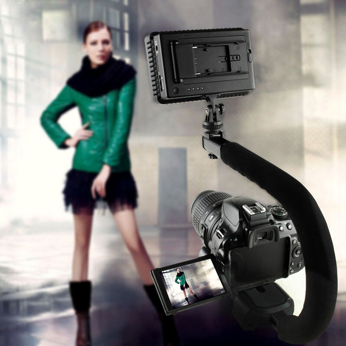 Puluz PU3006 U Shape Stabilizing Handle Bracket for DV Camcorder, DSLR Camera