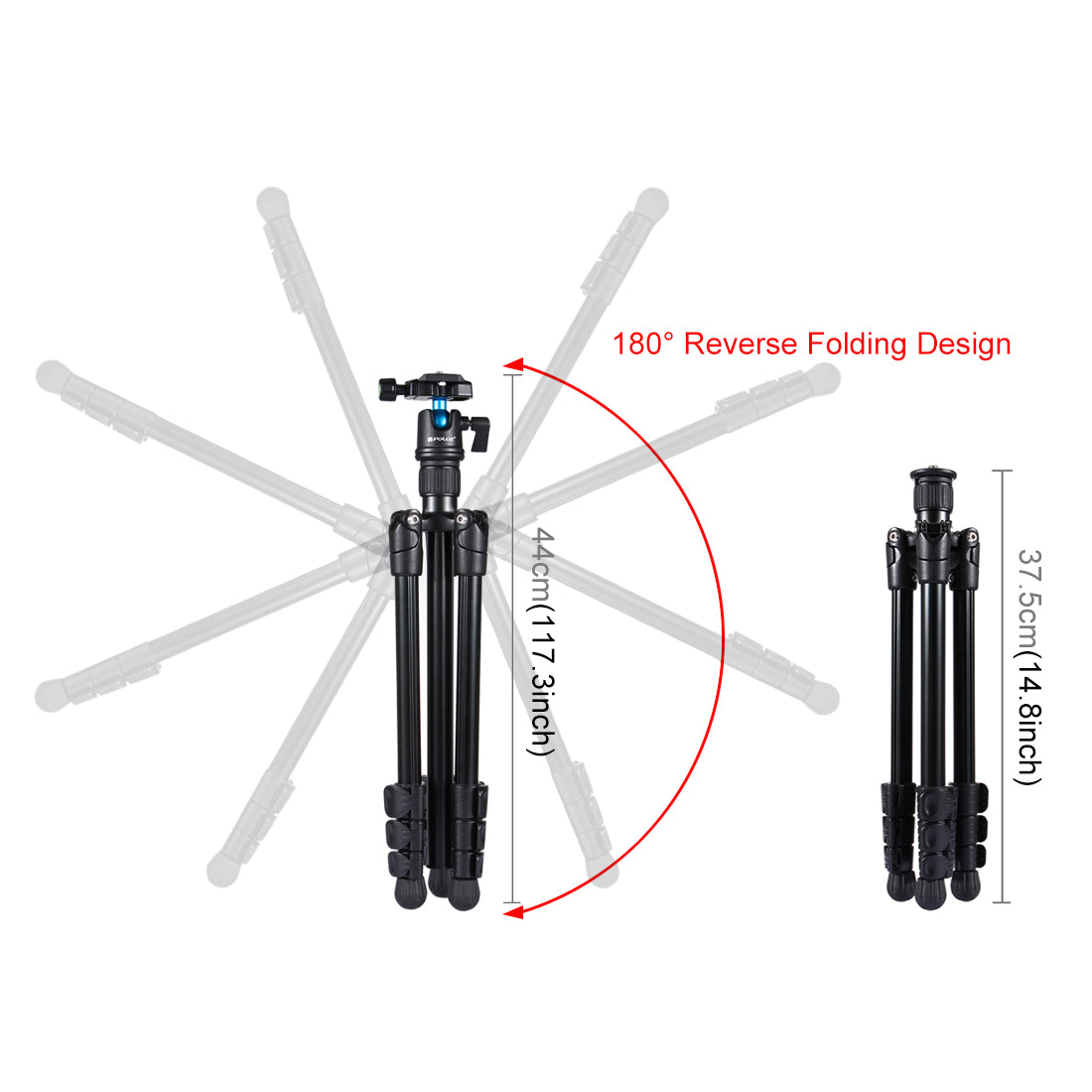 Puluz PU3009 Portable Aluminum Alloy Camera Tripod with Adjustable Leg Height 36~92cm for Sony, Nikon, Canon DSLR Cameras