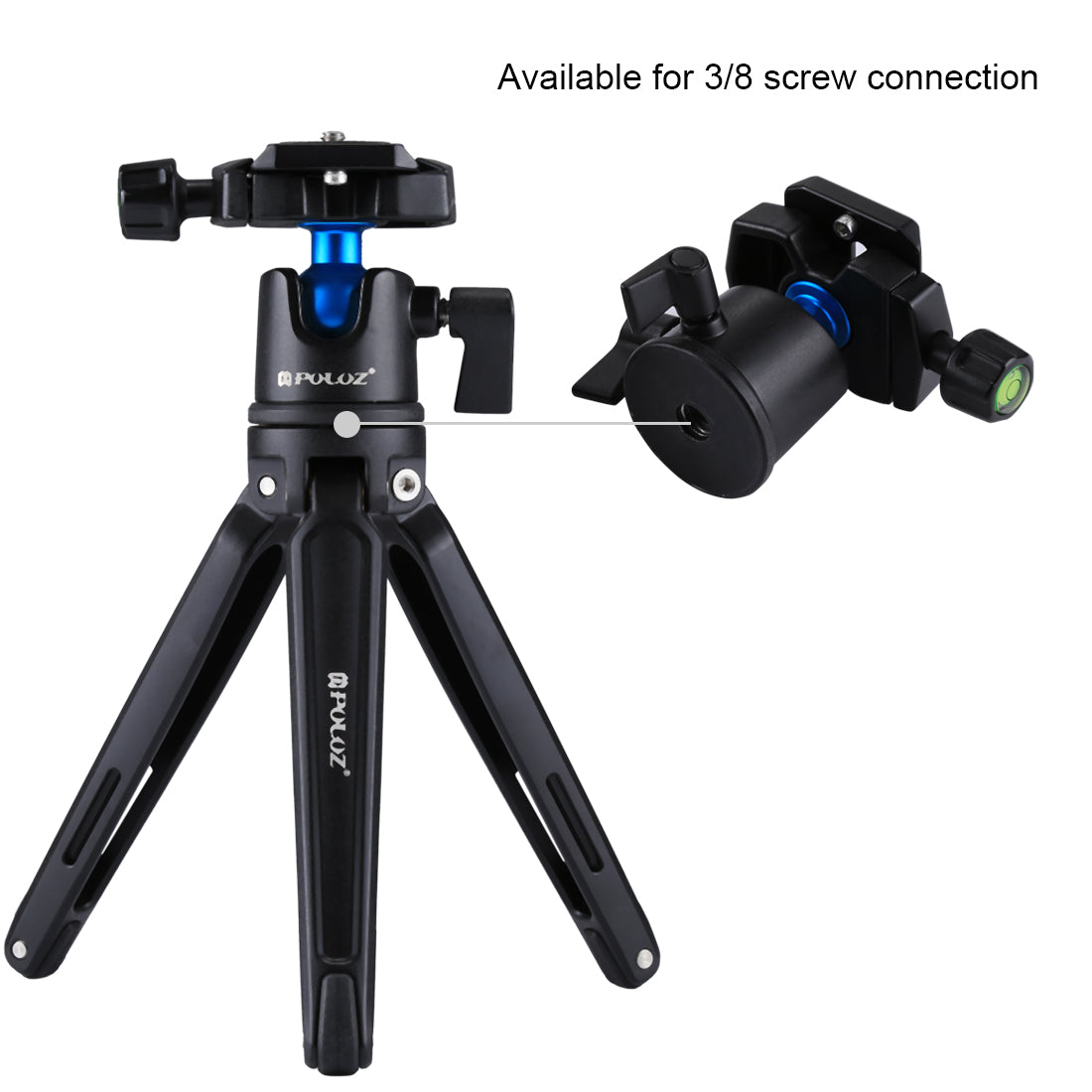 Puluz PU3014 Portable Metal Camera Tripod Holder Stand - Black