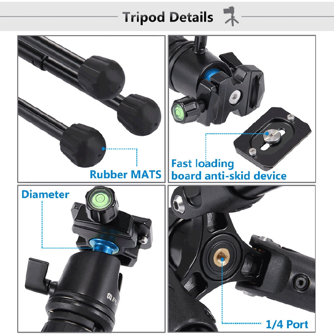 PULUZ PU3001 Professional Portable 360&#176; Rotatable Camera Tripod