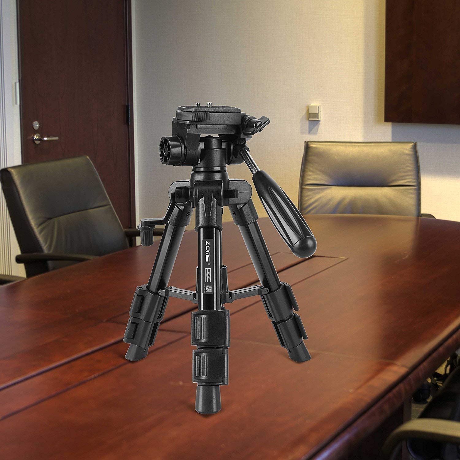 Zomei Q100 Portable Aluminum Alloy Mini Travel Camera Tabletop Tripod Lampstand - Black