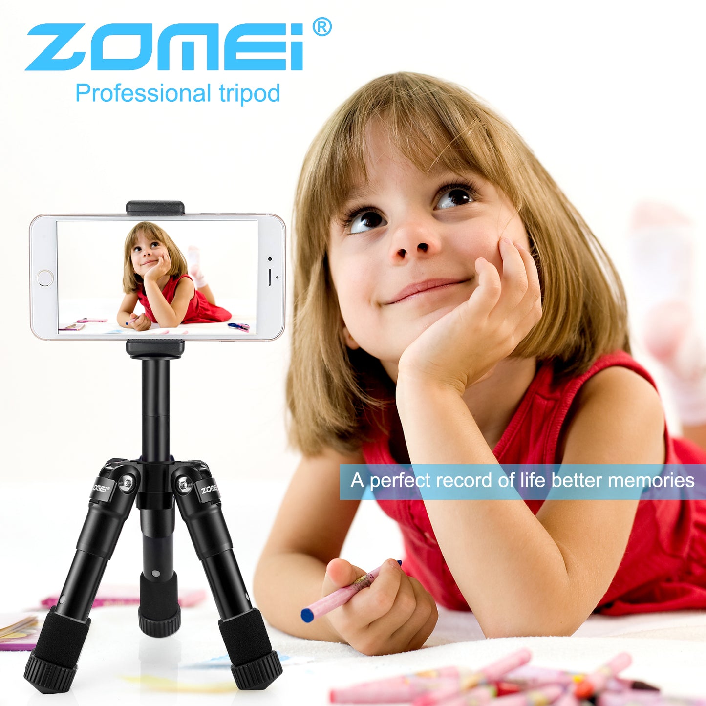 ZOMEI CK45 Camera Live Tripod Aluminum Flexible Mini Tabletop Tripe and Phone Holder for Smartphone DSLR Camera Video - Black