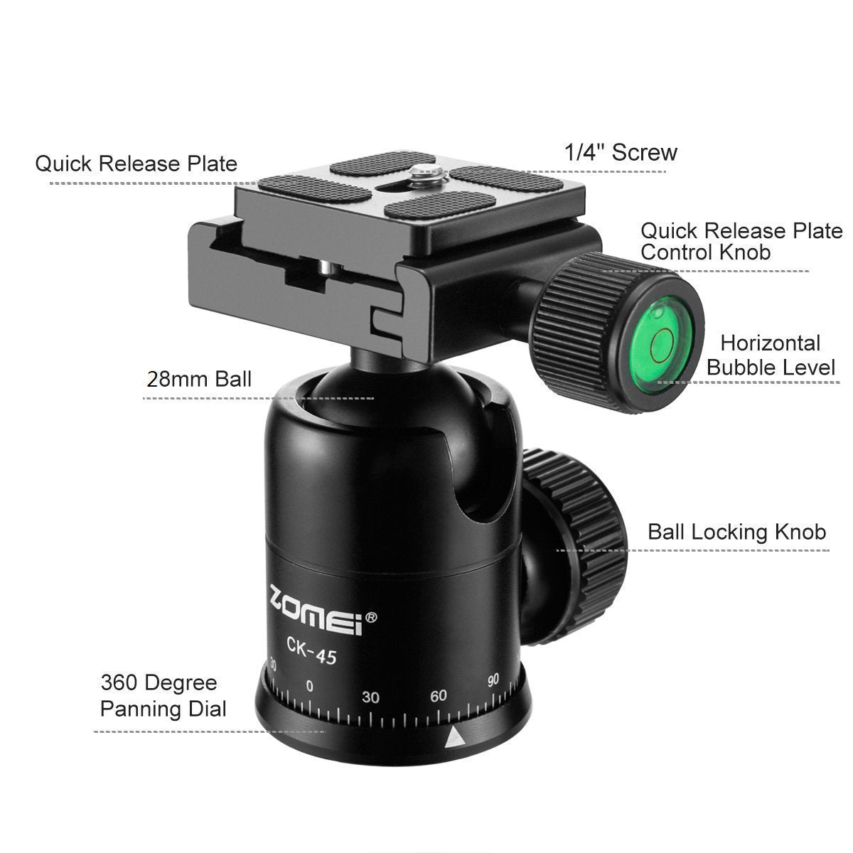 ZOMEI CK45 Camera Live Tripod Aluminum Flexible Mini Tabletop Tripe and Phone Holder for Smartphone DSLR Camera Video - Black