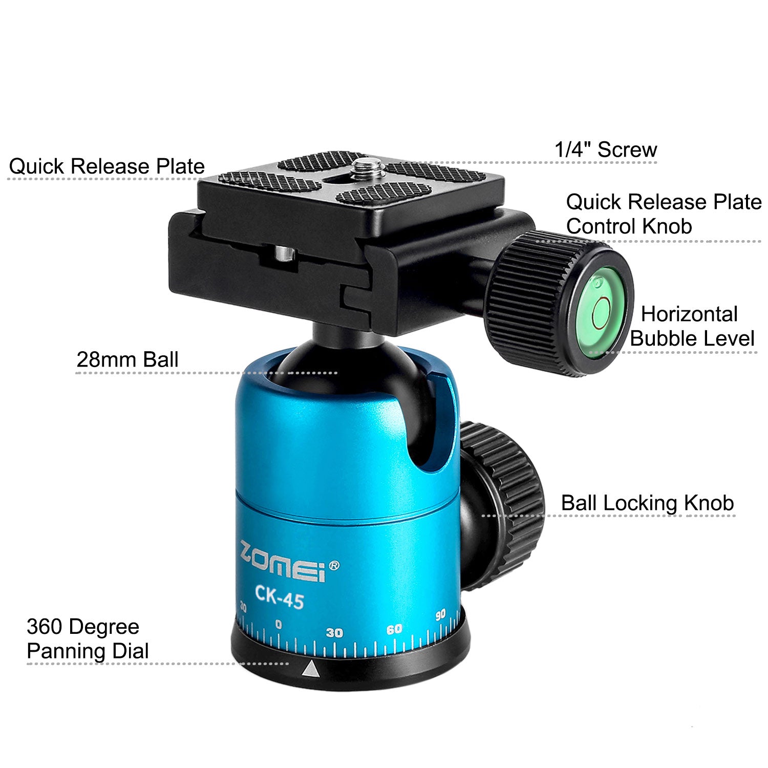 Zomei CK45 Camera Live Tripod Aluminum Flexible Mini Tabletop Tripe and Phone Holder for Smartphone DSLR Camera Video - Blue