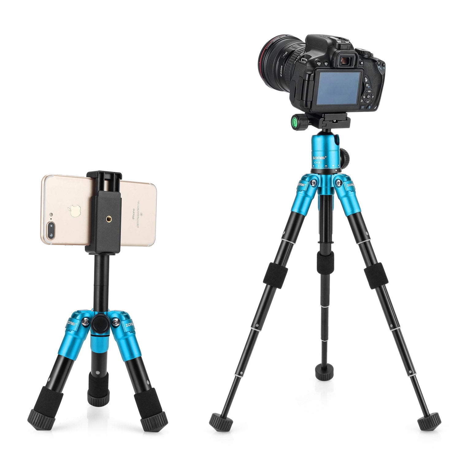 Zomei CK45 Camera Live Tripod Aluminum Flexible Mini Tabletop Tripe and Phone Holder for Smartphone DSLR Camera Video - Blue