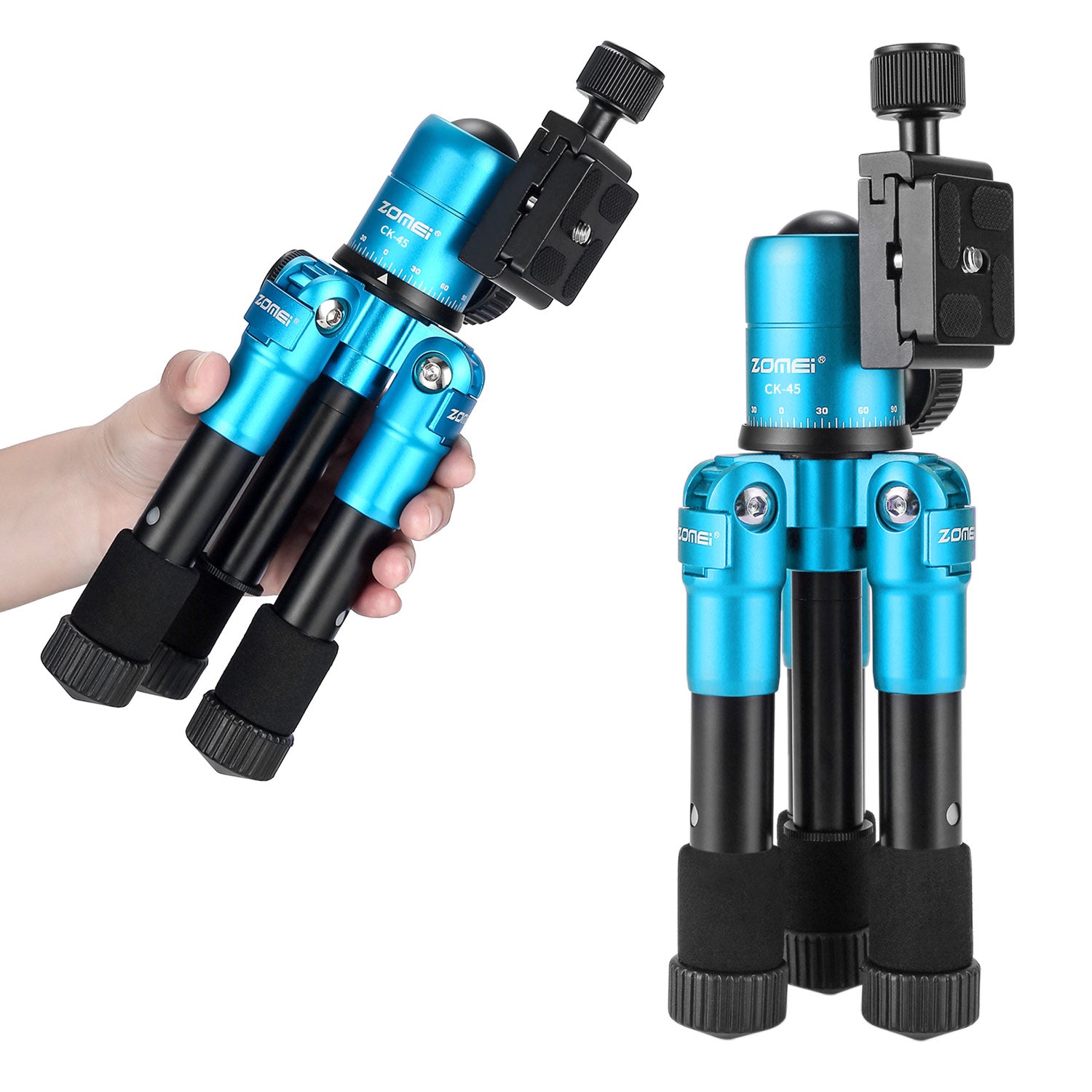 Zomei CK45 Camera Live Tripod Aluminum Flexible Mini Tabletop Tripe and Phone Holder for Smartphone DSLR Camera Video - Blue