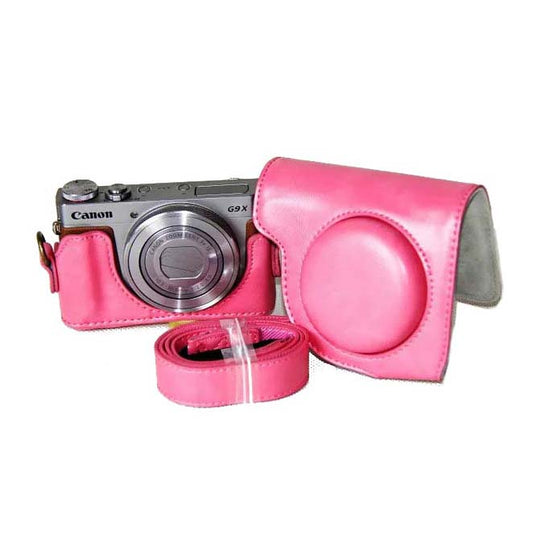 PU Leather Camera Protective Cover + Strap for Canon PowerShot G9 X / S110 / S120 Digital Cameras - Rose