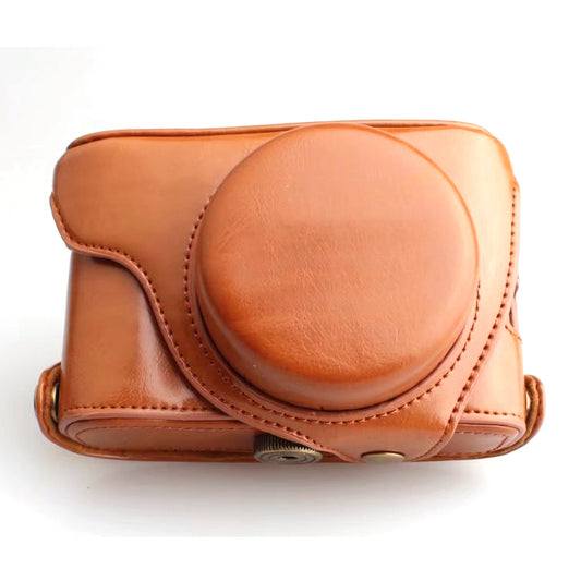 PU Leather Camera Protective Pouch + Strap for Fuji X100 / X100F / X100S Digital Cameras - Brown