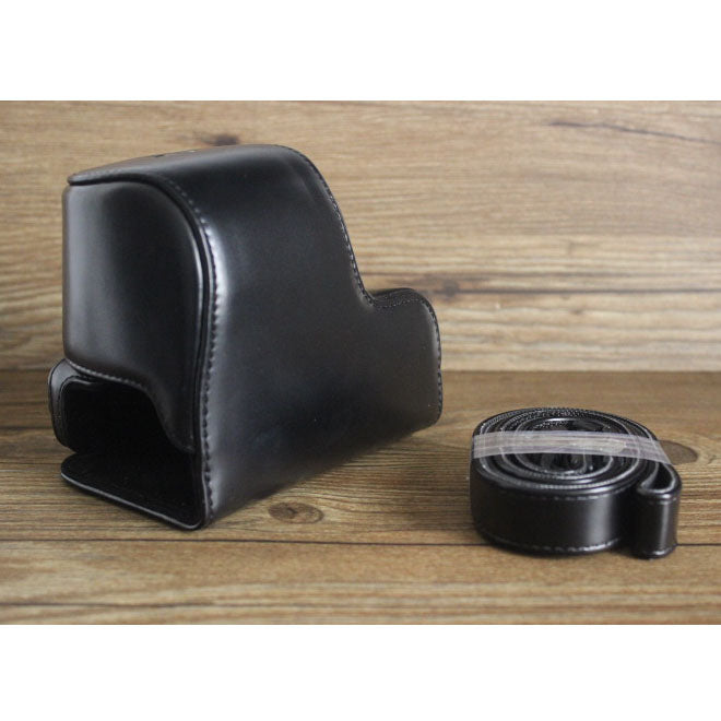 Protective PU Leather Camera Case Bag with Shoulder Strap for Sony A5000/A5100/NEX3N - Black