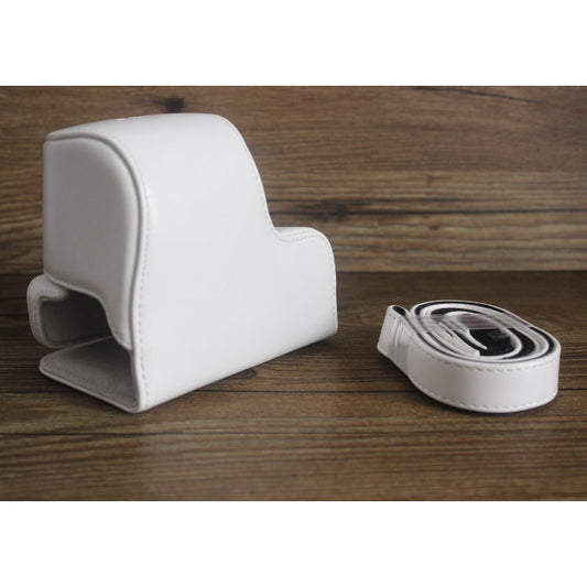 Protective PU Leather Camera Cover Bag with Shoulder Strap for Sony A5000/A5100/NEX3N - White