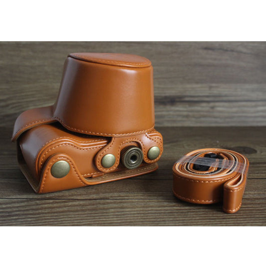PU Leather Camera Bag Case Cover Pouch with Shoulder Strap for Sony A5000/A5100/NEX3N - Brown