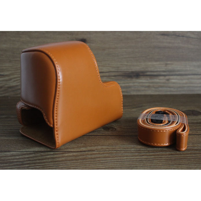 PU Leather Camera Bag Case Cover Pouch with Shoulder Strap for Sony A5000/A5100/NEX3N - Brown